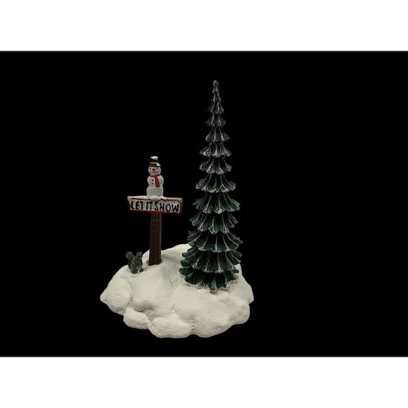 Dept 56 Snow Village Accessory Vintage Let It Snow Snowman Sign in Original Box - Picture 15 of 16